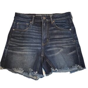 American Eagle Denim Shorts Women's Size Medium Cut Off Stretch Distressed Y2K